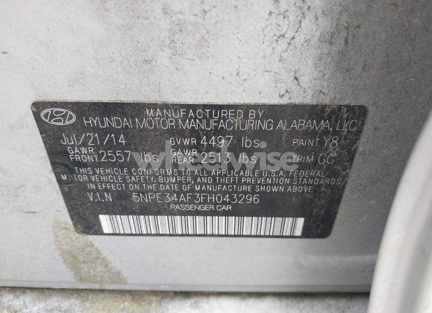 Photo 9 of 2015 Hyundai Sonata SPORT (VIN 5NPE34AF3FH043296)