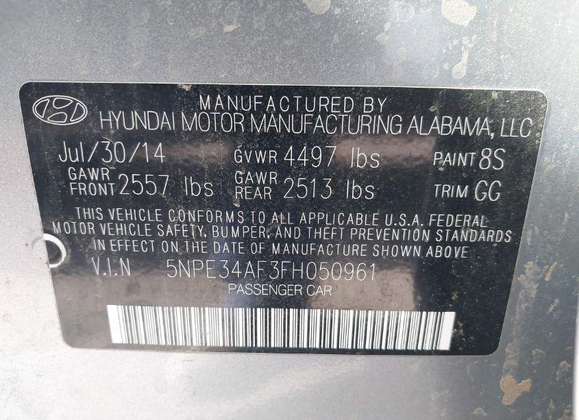 Photo 9 of 2015 Hyundai Sonata LIMITED (VIN 5NPE34AF3FH050961)
