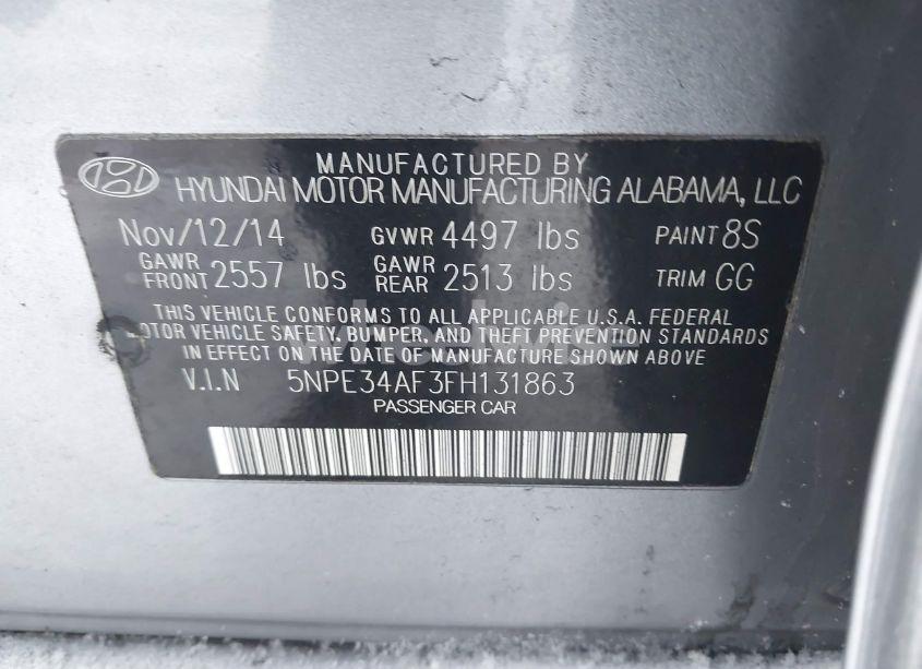 Photo 9 of 2015 Hyundai Sonata LIMITED (VIN 5NPE34AF3FH131863)