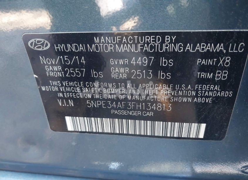 Photo 9 of 2015 Hyundai Sonata LIMITED (VIN 5NPE34AF3FH134813)