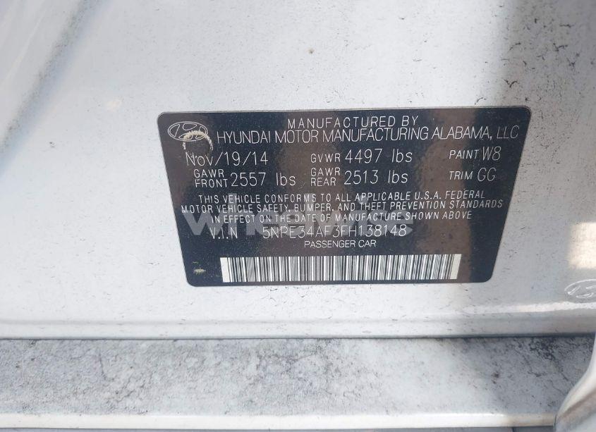 Photo 9 of 2015 Hyundai Sonata SPORT (VIN 5NPE34AF3FH138148)