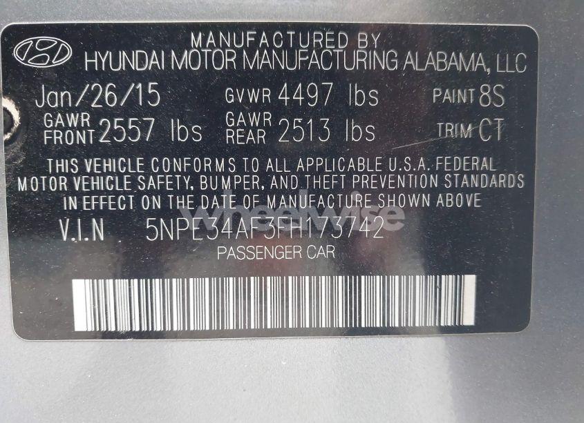 Photo 9 of 2015 Hyundai Sonata LIMITED (VIN 5NPE34AF3FH173742)