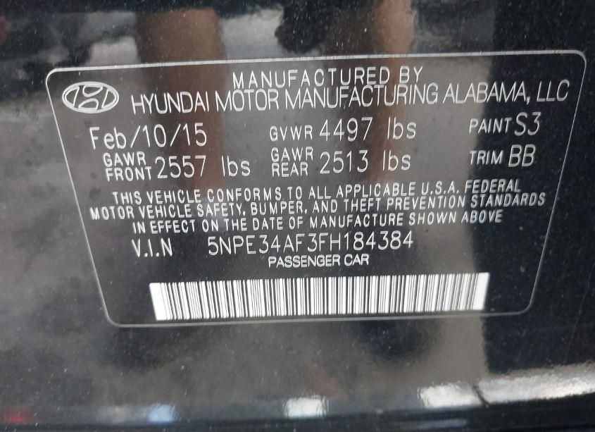 Photo 9 of 2015 Hyundai Sonata LIMITED (VIN 5NPE34AF3FH184384)
