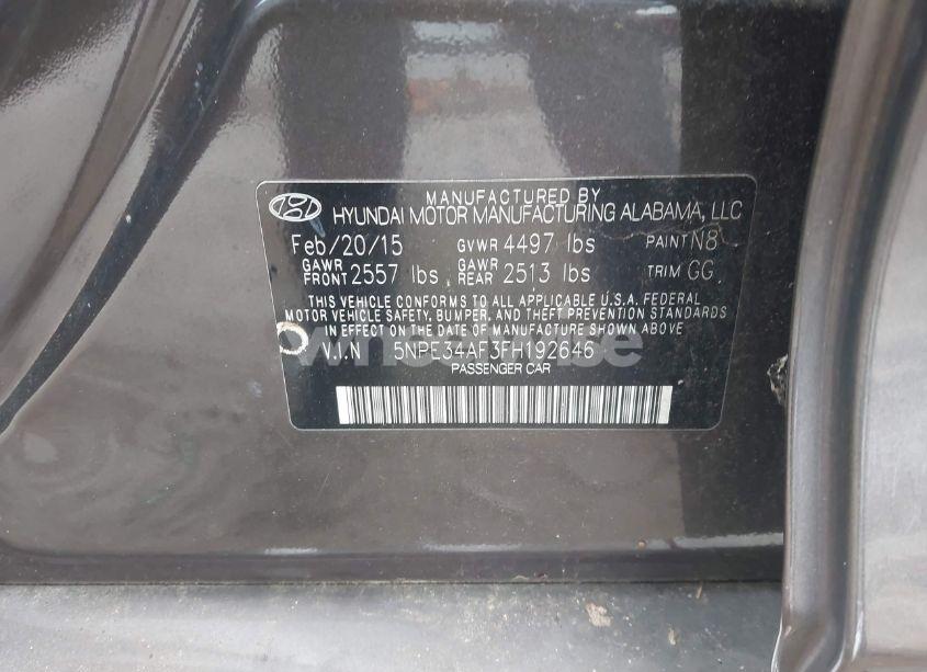 Photo 9 of 2015 Hyundai Sonata SPORT (VIN 5NPE34AF3FH192646)