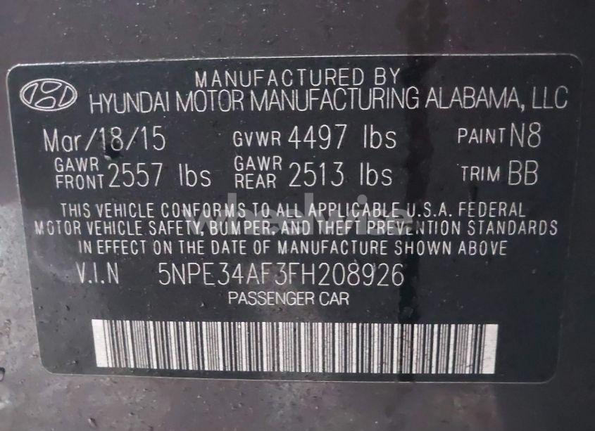 Photo 9 of 2015 Hyundai Sonata SPORT (VIN 5NPE34AF3FH208926)