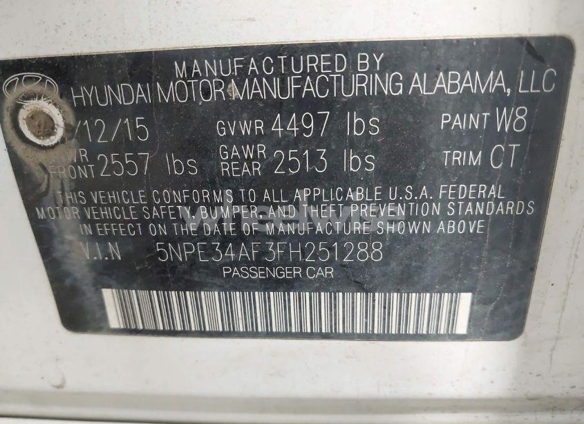 Photo 9 of 2015 Hyundai Sonata SPORT (VIN 5NPE34AF3FH251288)