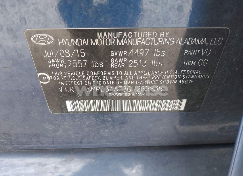 Photo 9 of 2016 Hyundai Sonata LIMITED (VIN 5NPE34AF3GH265838)