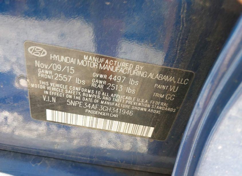 Photo 9 of 2016 Hyundai Sonata LIMITED (VIN 5NPE34AF3GH341946)