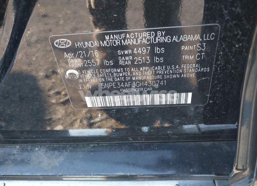 Photo 9 of 2016 Hyundai Sonata SPORT (VIN 5NPE34AF3GH430741)