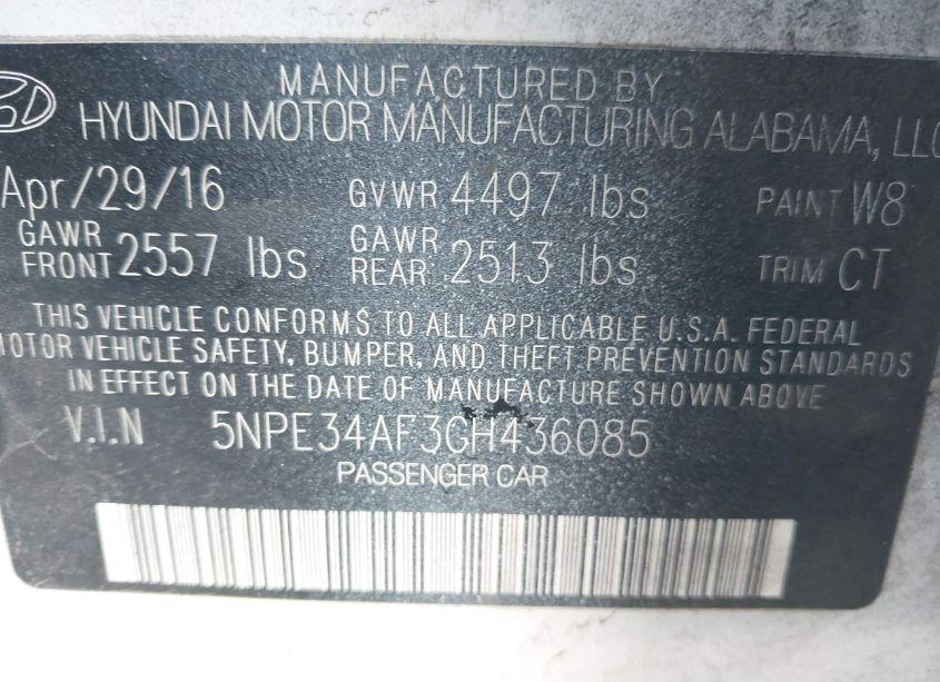 Photo 9 of 2016 Hyundai Sonata SPORT (VIN 5NPE34AF3GH436085)