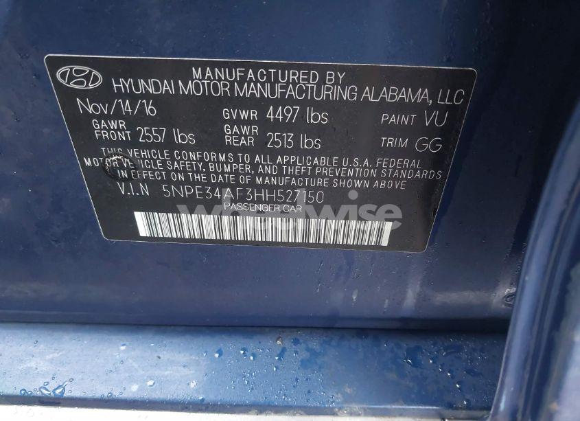 Photo 9 of 2017 Hyundai Sonata SPORT (VIN 5NPE34AF3HH527150)