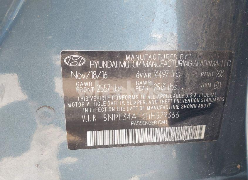 Photo 9 of 2017 Hyundai Sonata SPORT (VIN 5NPE34AF3HH529366)