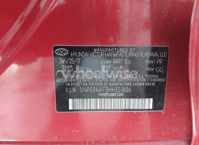 Photo 9 of 2017 Hyundai Sonata SPORT (VIN 5NPE34AF3HH551836)