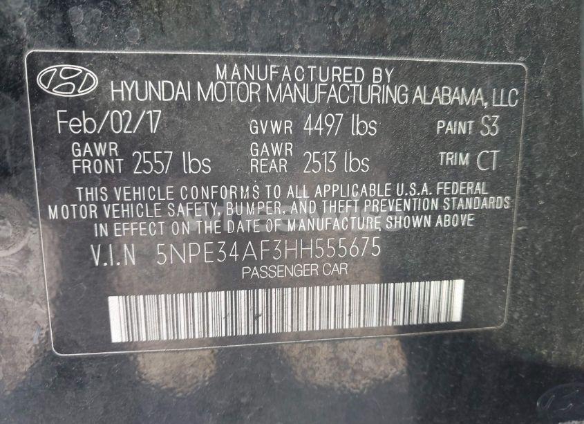 Photo 9 of 2017 Hyundai Sonata SPORT (VIN 5NPE34AF3HH555675)