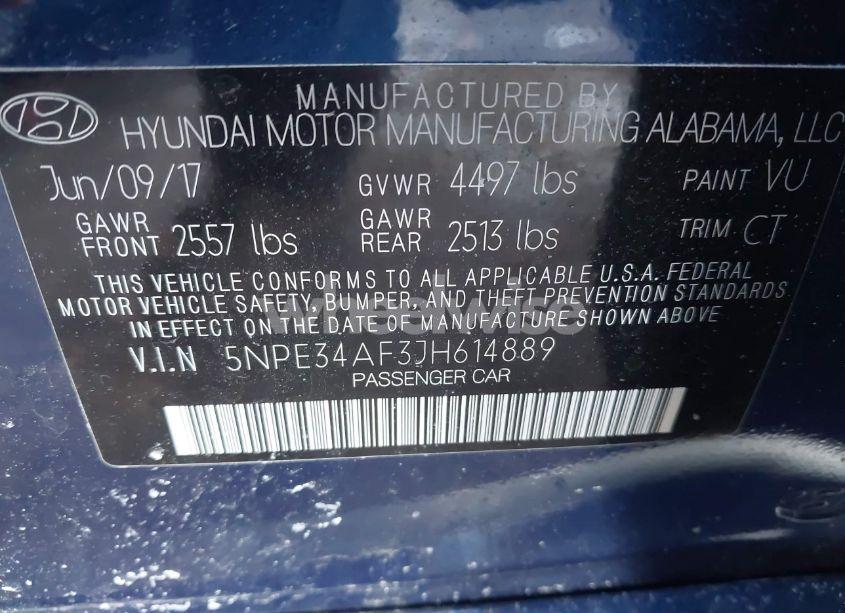 Photo 9 of 2018 Hyundai Sonata SPORT (VIN 5NPE34AF3JH614889)