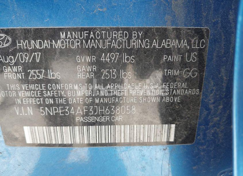 Photo 9 of 2018 Hyundai Sonata SEL (VIN 5NPE34AF3JH638058)