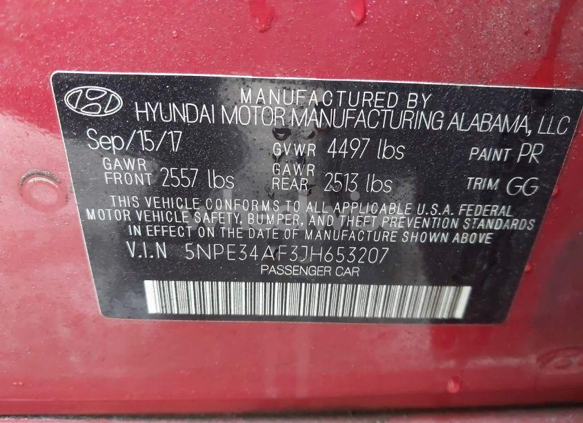 Photo 9 of 2018 Hyundai Sonata SEL (VIN 5NPE34AF3JH653207)