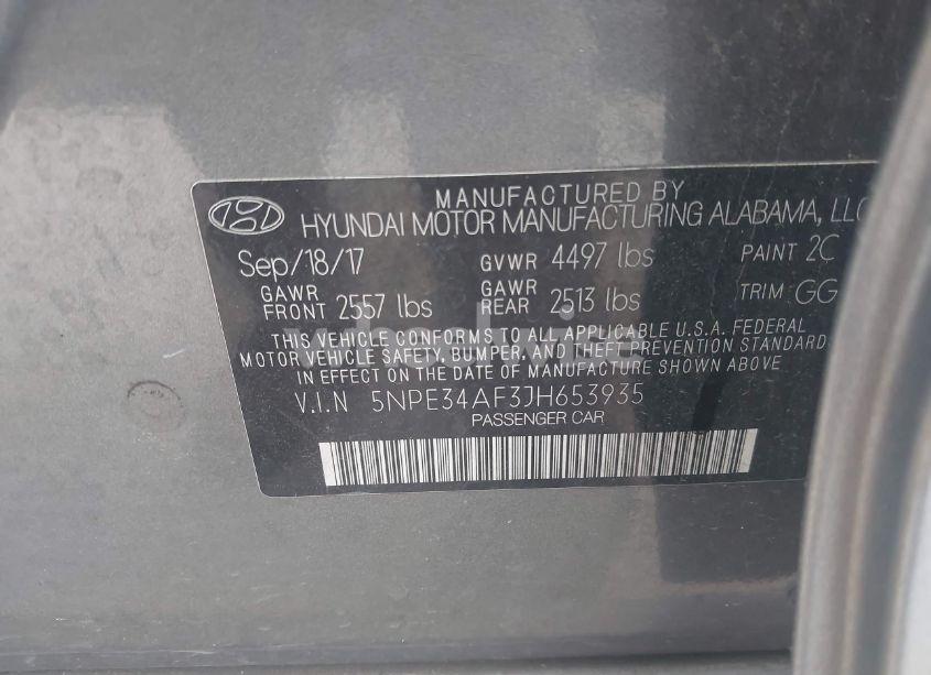 Photo 9 of 2018 Hyundai Sonata SEL (VIN 5NPE34AF3JH653935)
