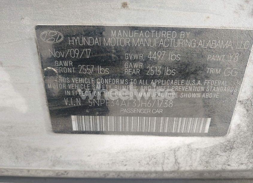 Photo 9 of 2018 Hyundai Sonata SEL (VIN 5NPE34AF3JH671738)