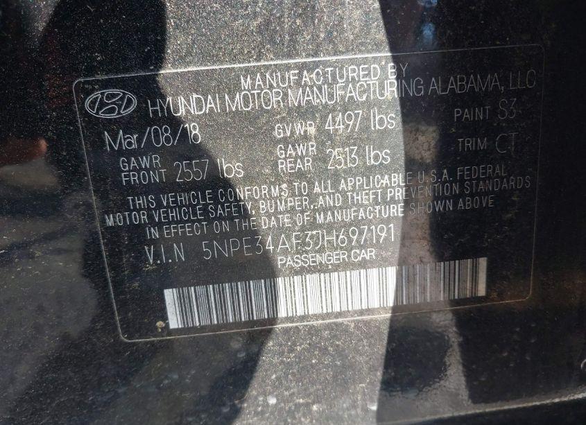 Photo 9 of 2018 Hyundai Sonata SPORT (VIN 5NPE34AF3JH697191)