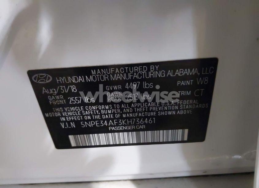 Photo 9 of 2019 Hyundai Sonata SEL (VIN 5NPE34AF3KH736461)