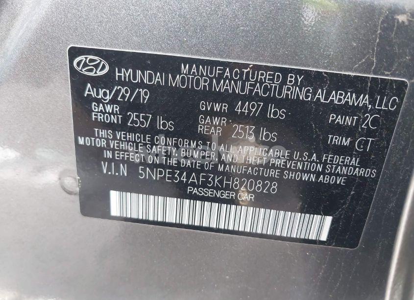 Photo 9 of 2019 Hyundai Sonata SPORT (VIN 5NPE34AF3KH820828)