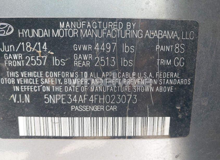 Photo 9 of 2015 Hyundai Sonata SPORT (VIN 5NPE34AF4FH023073)