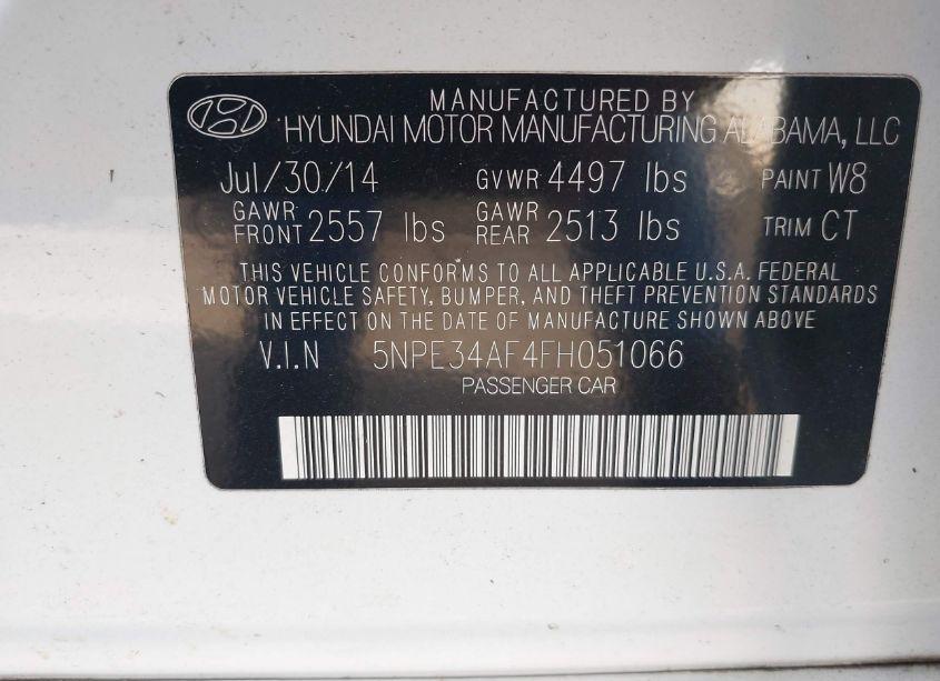 Photo 9 of 2015 Hyundai Sonata SPORT (VIN 5NPE34AF4FH051066)