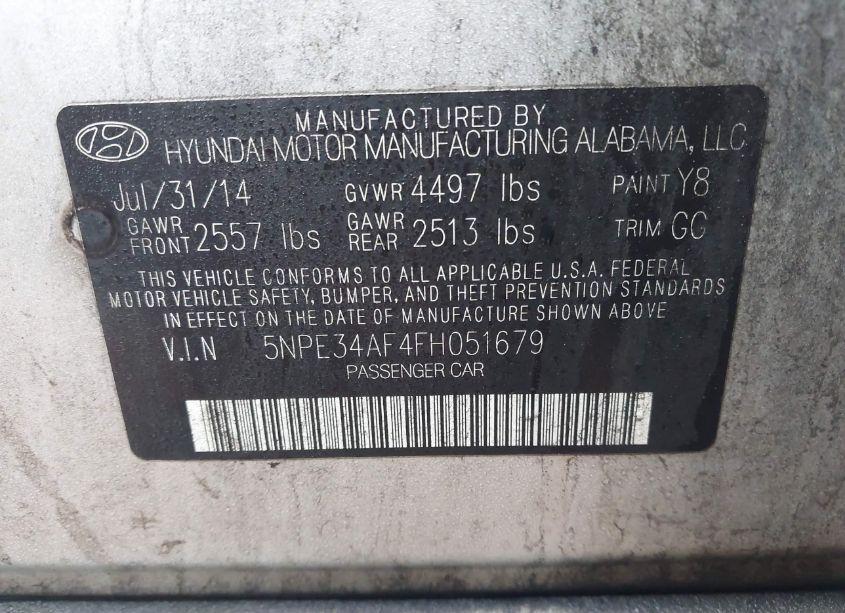 Photo 9 of 2015 Hyundai Sonata SPORT (VIN 5NPE34AF4FH051679)