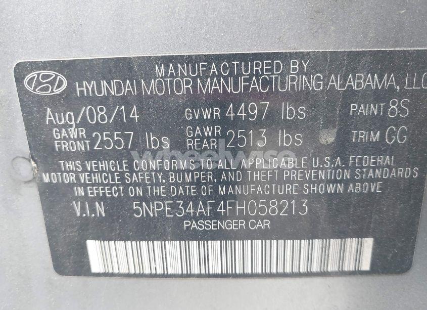 Photo 9 of 2015 Hyundai Sonata SPORT (VIN 5NPE34AF4FH058213)