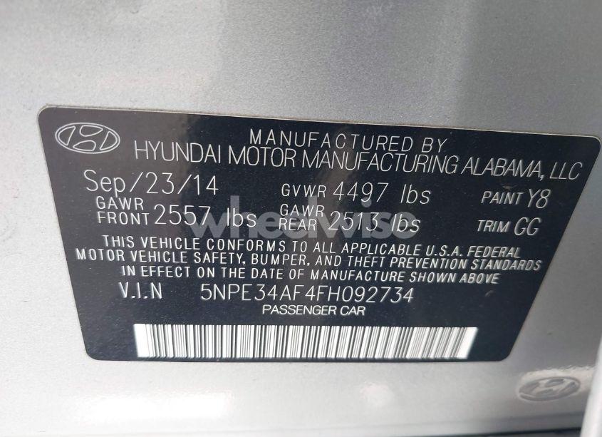 Photo 9 of 2015 Hyundai Sonata LIMITED (VIN 5NPE34AF4FH092734)
