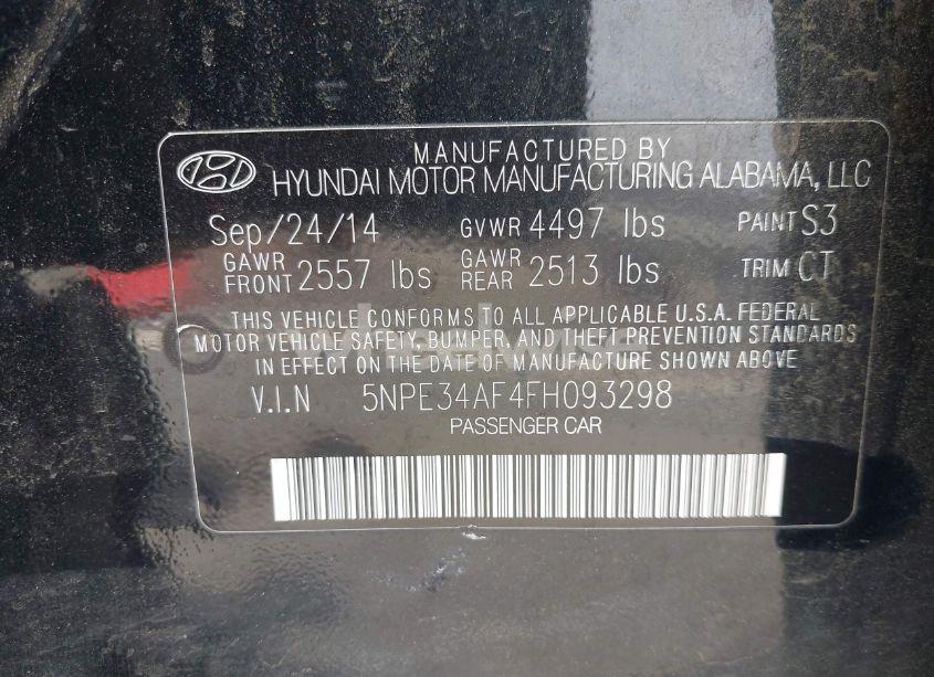 Photo 9 of 2015 Hyundai Sonata SPORT (VIN 5NPE34AF4FH093298)