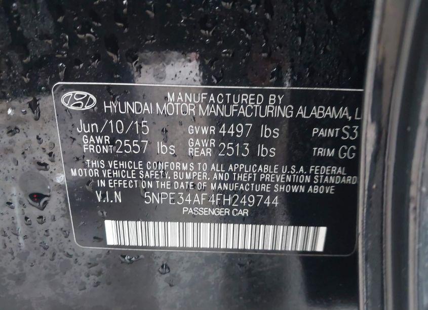 Photo 9 of 2015 Hyundai Sonata LIMITED (VIN 5NPE34AF4FH249744)