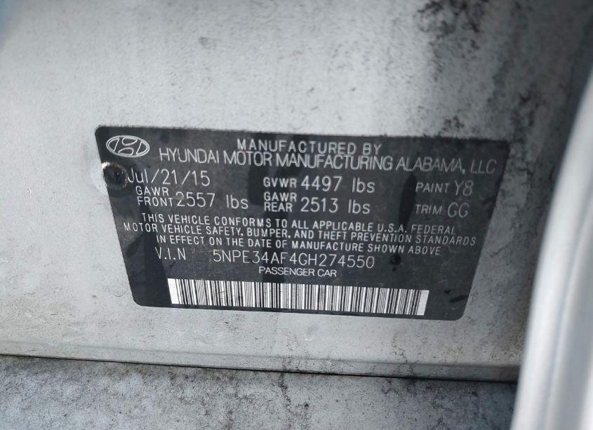 Photo 9 of 2016 Hyundai Sonata LIMITED (VIN 5NPE34AF4GH274550)