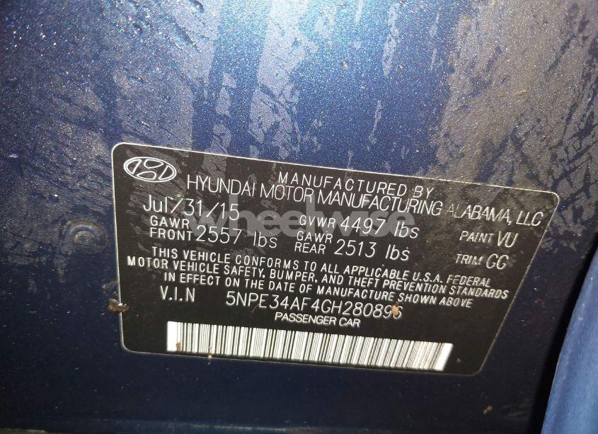 Photo 9 of 2016 Hyundai Sonata SPORT (VIN 5NPE34AF4GH280896)