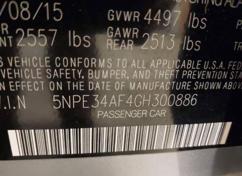 Photo 9 of 2016 Hyundai Sonata SPORT/LIMITED (VIN 5NPE34AF4GH300886)