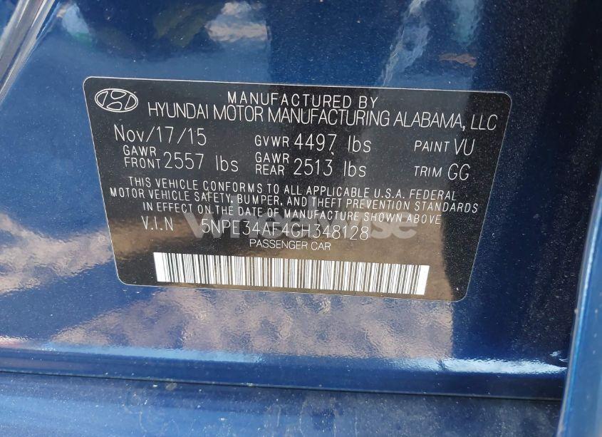 Photo 9 of 2016 Hyundai Sonata LIMITED (VIN 5NPE34AF4GH348128)