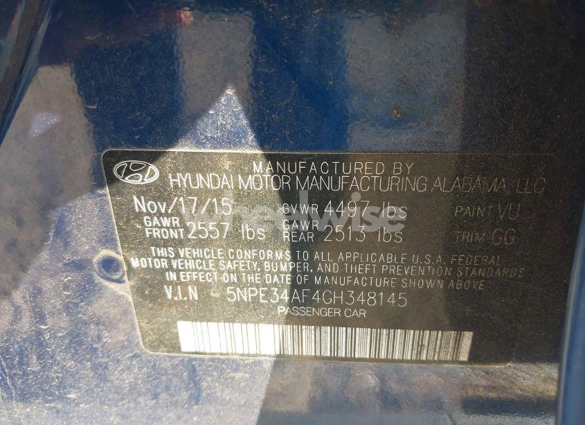 Photo 9 of 2016 Hyundai Sonata SPORT (VIN 5NPE34AF4GH348145)