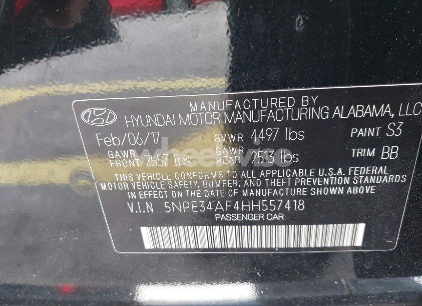 Photo 9 of 2017 Hyundai Sonata SPORT (VIN 5NPE34AF4HH557418)