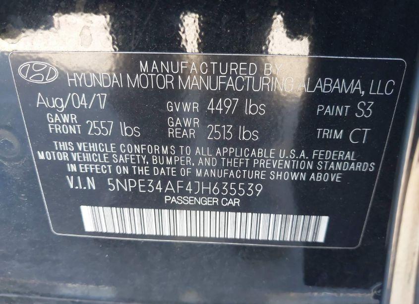 Photo 9 of 2018 Hyundai Sonata SPORT (VIN 5NPE34AF4JH635539)