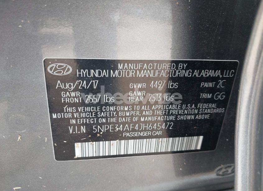 Photo 9 of 2018 Hyundai Sonata LIMITED (VIN 5NPE34AF4JH645472)