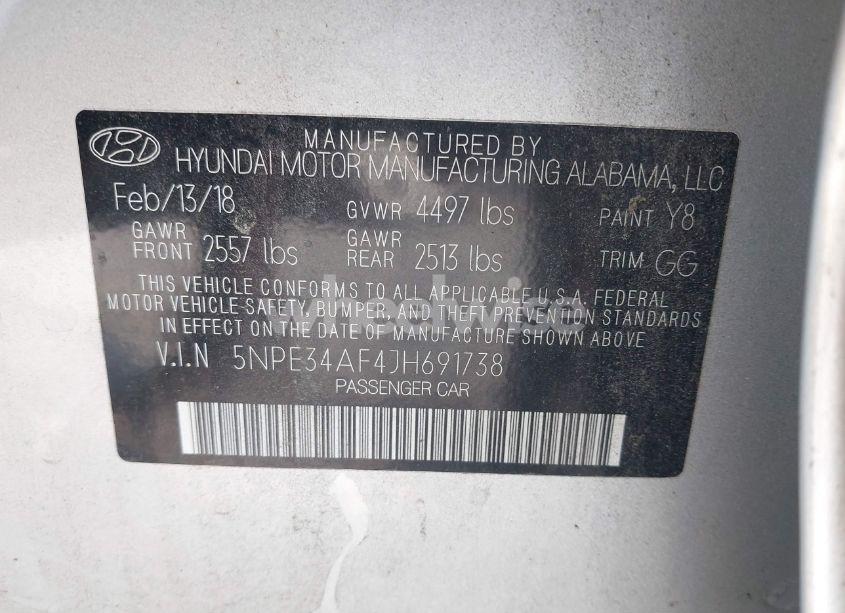 Photo 9 of 2018 Hyundai Sonata LIMITED (VIN 5NPE34AF4JH691738)