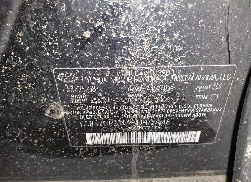 Photo 9 of 2018 Hyundai Sonata SEL+ (VIN 5NPE34AF4JH727248)