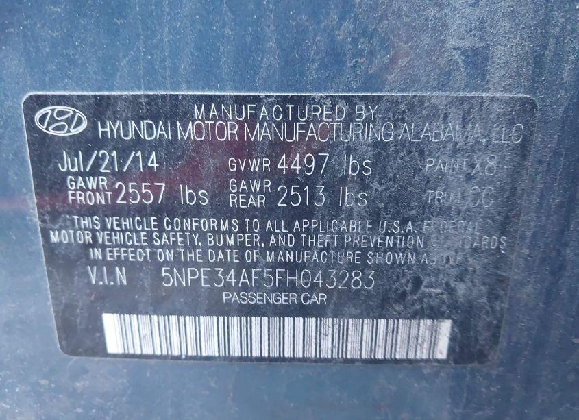 Photo 9 of 2015 Hyundai Sonata SPORT (VIN 5NPE34AF5FH043283)