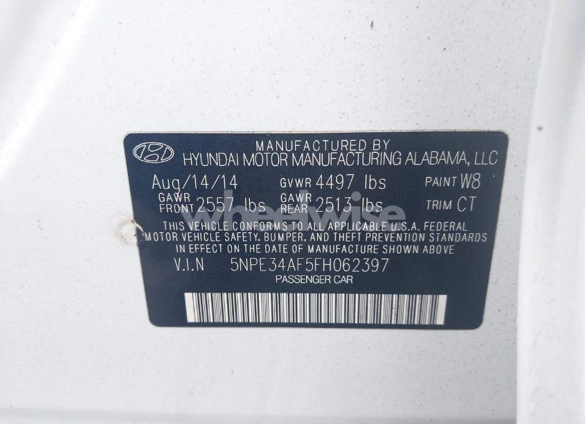 Photo 9 of 2015 Hyundai Sonata SPORT (VIN 5NPE34AF5FH062397)