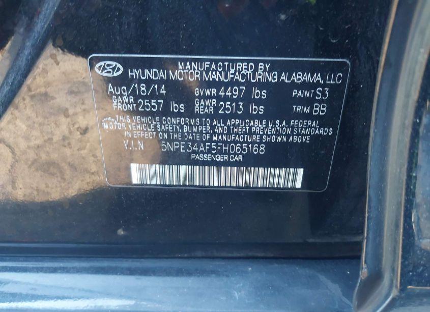 Photo 9 of 2015 Hyundai Sonata LIMITED (VIN 5NPE34AF5FH065168)