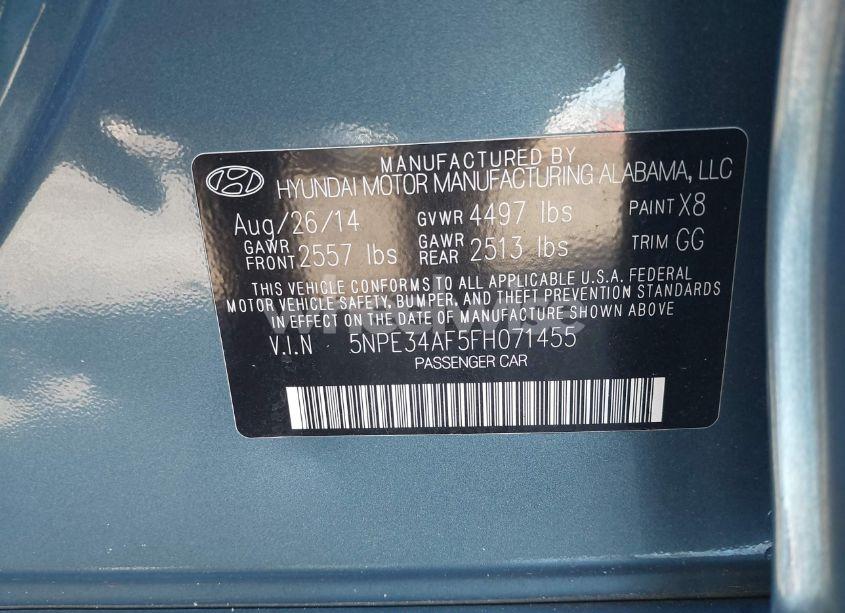 Photo 9 of 2015 Hyundai Sonata SPORT (VIN 5NPE34AF5FH071455)