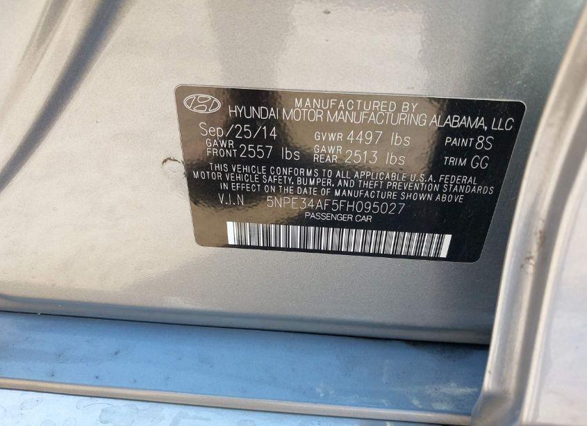 Photo 9 of 2015 Hyundai Sonata SPORT (VIN 5NPE34AF5FH095027)