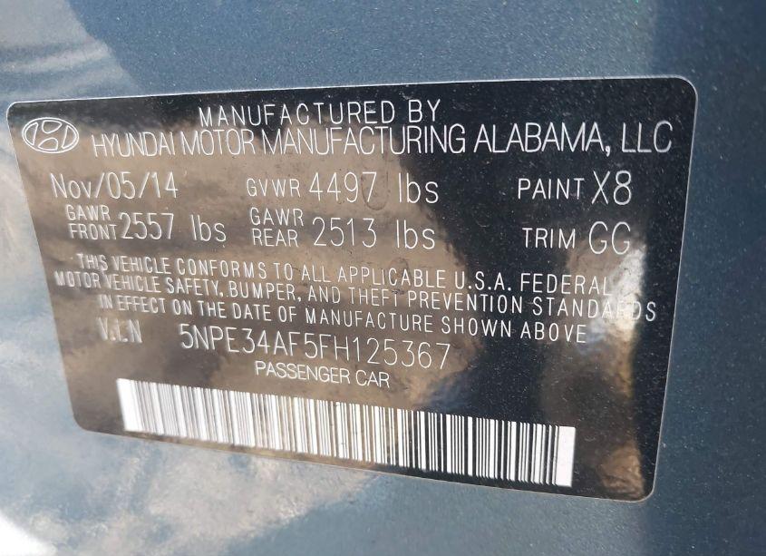 Photo 9 of 2015 Hyundai Sonata SPORT (VIN 5NPE34AF5FH125367)