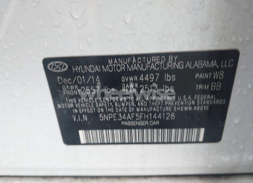Photo 9 of 2015 Hyundai Sonata LIMITED (VIN 5NPE34AF5FH144128)